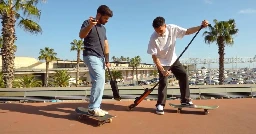 Motorized wheel-on-a-pole sticks it to electric skateboards
