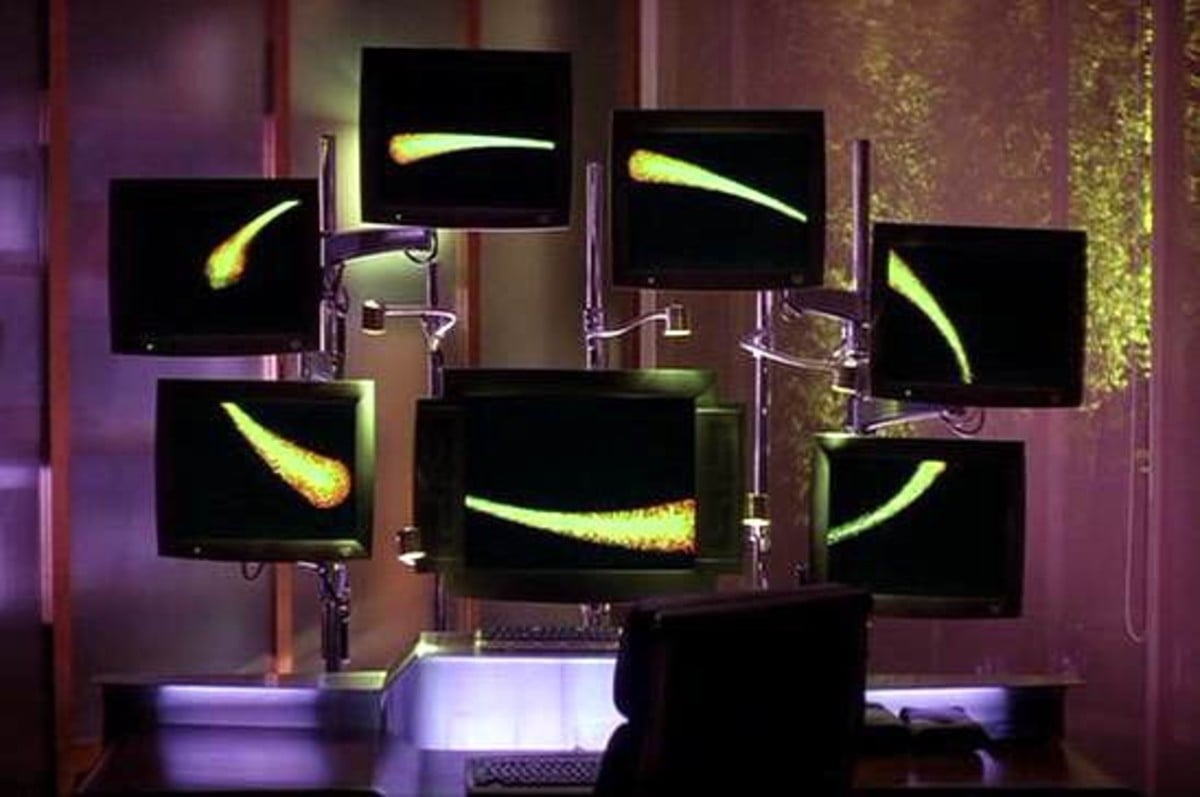 A custom, multi-display supercomputer built to hack government systems in the movie Swordfish.