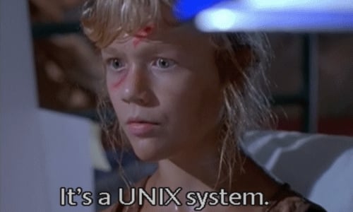 The girl from Jurassic Park saying "it's a UNIX system."