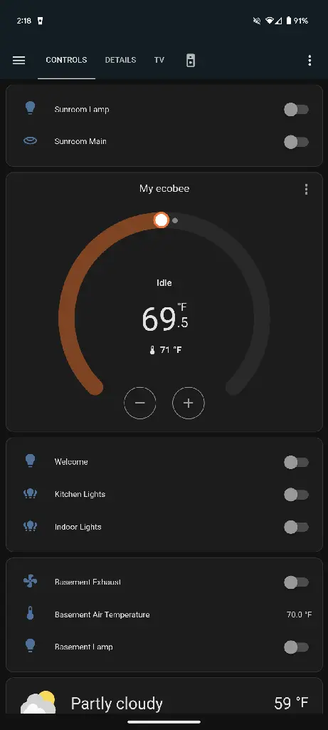 Image of a Home Assistant dashboard