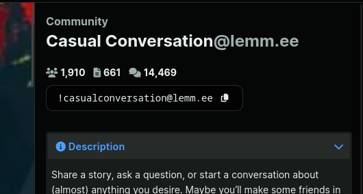 screenshot of a community sidebar