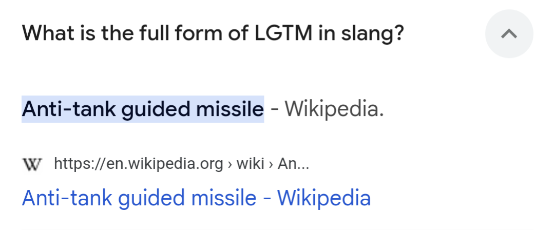 LGTM being defined as a missle by Google