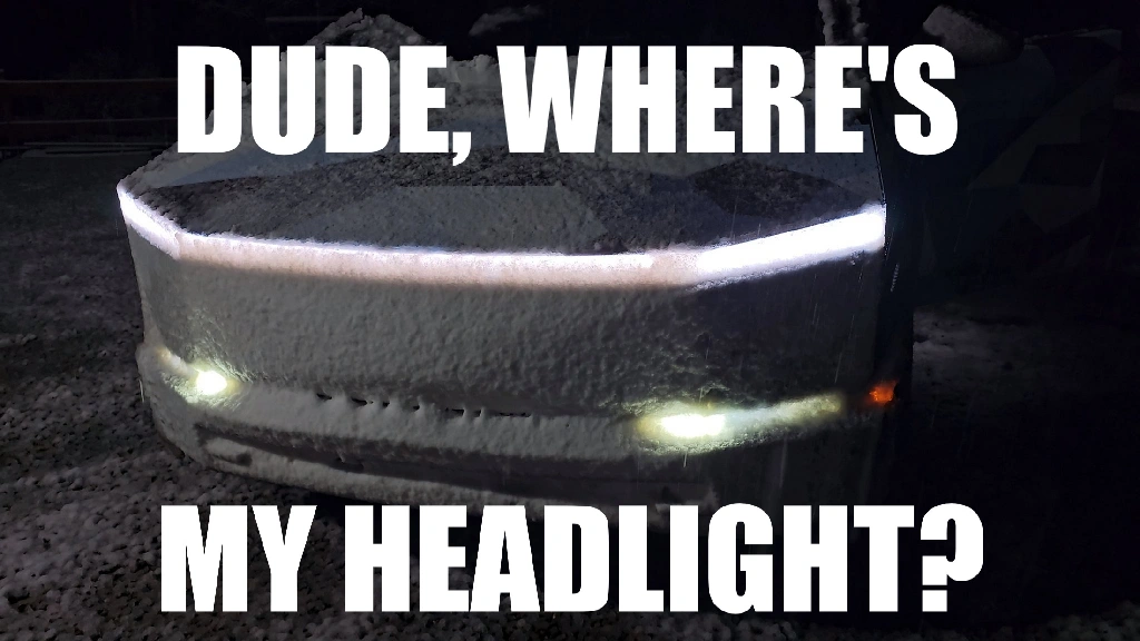 Snowflakes also block cyber trucks headlights