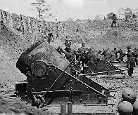 Union battery with 13-inch (330 mm) seacoast mortars during the siege of Yorktown, Virginia. (1862)