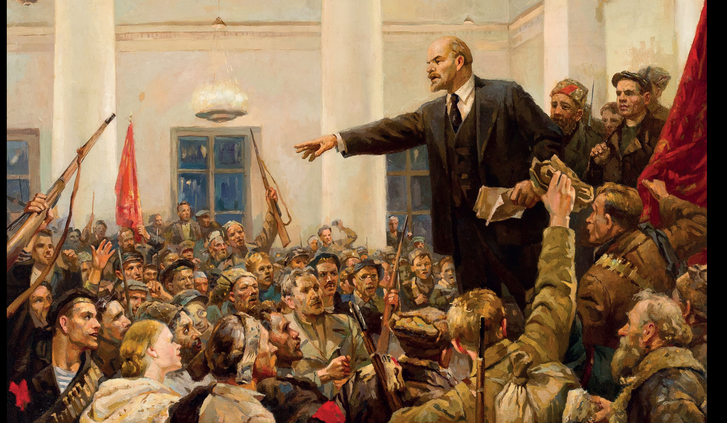 Lenin proclaims Soviet power in Smolny Palace