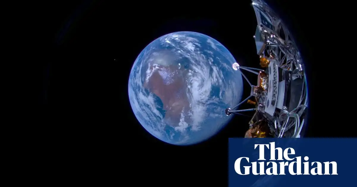 US spacecraft on the moon ‘caught a foot’ and tipped on to side, says Nasa