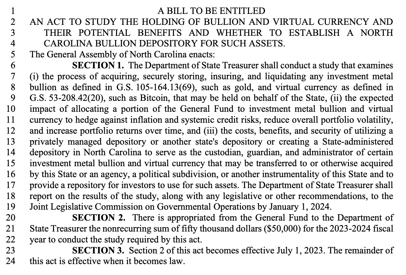 North Carolina soon a broke state - vote on a bill to study "potential benefits" of holding Bitcoin among other assets - Coffee