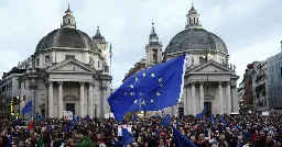 Tens of thousands join pro-Europe rally in Rome, amid worries over rearmament