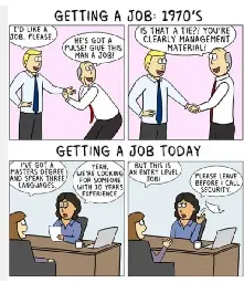 How was trying to get a job different THEN vs NOW