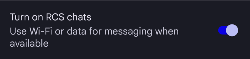 Messages RCS toggle