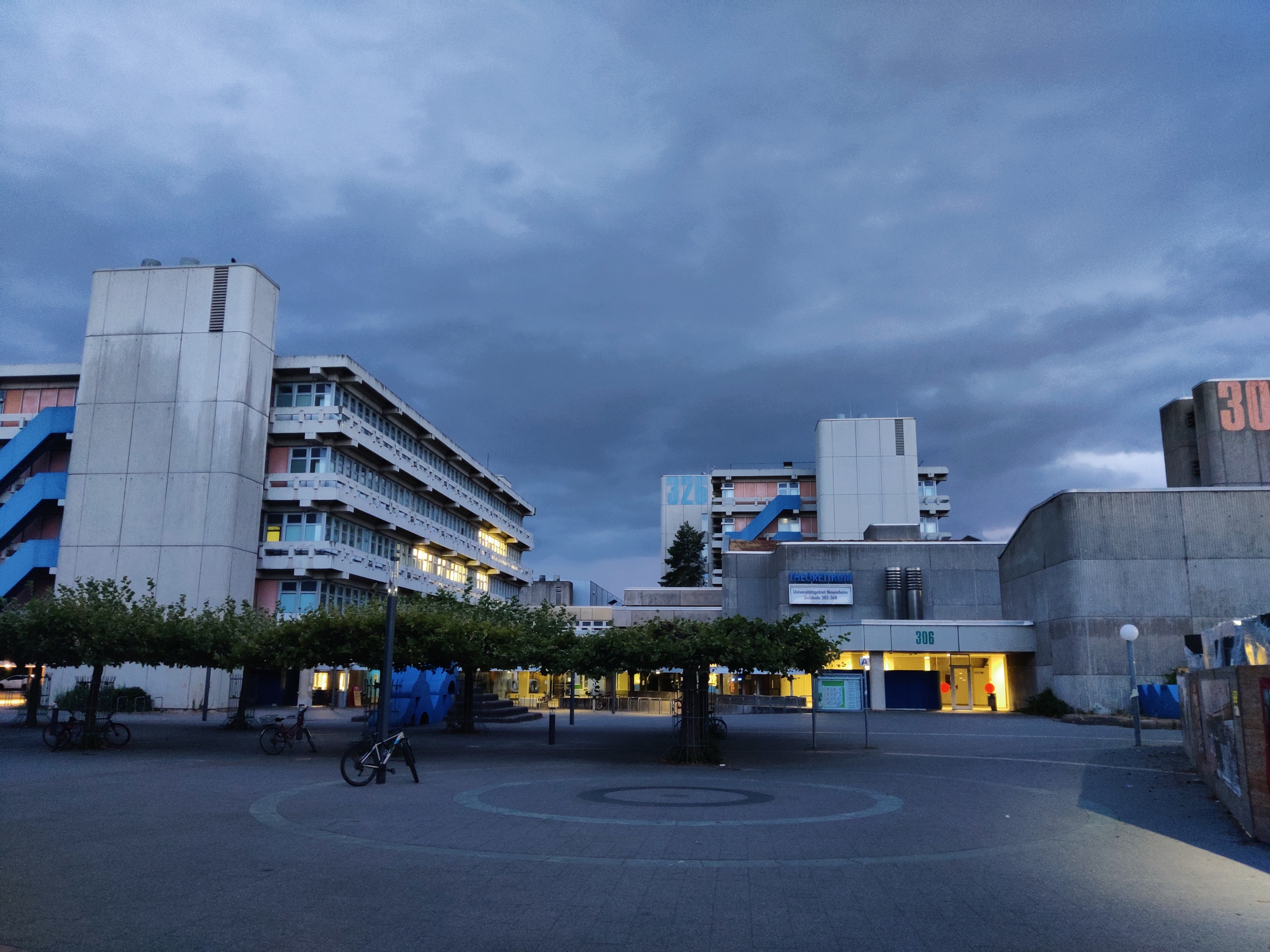 University before a thunderstorm