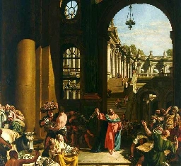 Christ driving the money changers from the temple