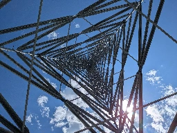 looking up from the bottom of a cellphone tower.