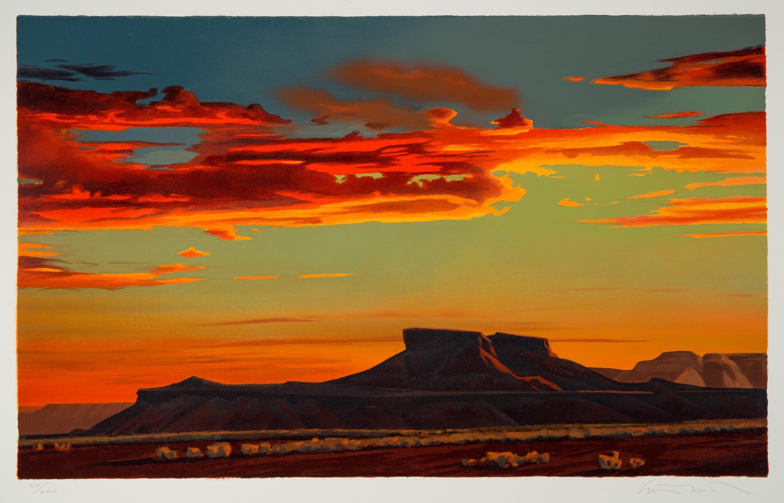 Red Desert Sunset - by Ed Mell (Lithograph)