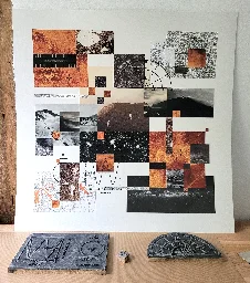 AC2024 B1 - Mixed media [analog collage & linocut] 60x60 cm [OC]