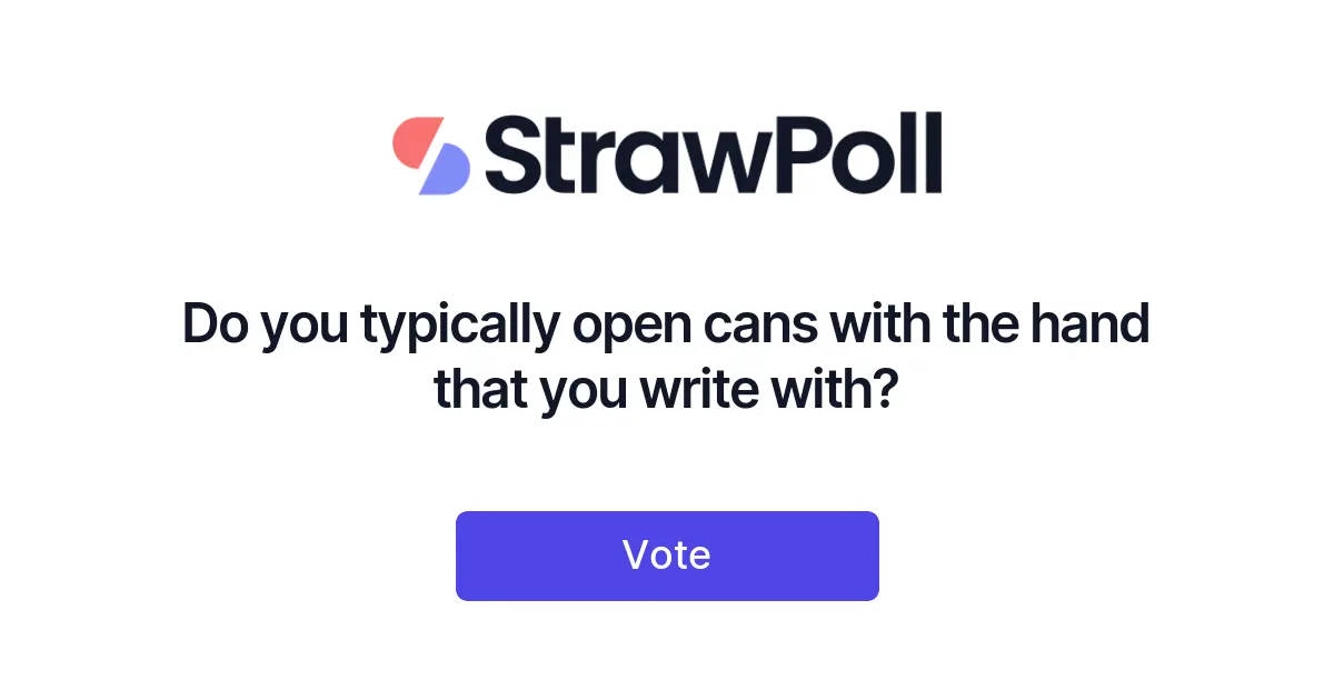 Do you typically open cans with the hand that you write with? - Online Poll - StrawPoll.com