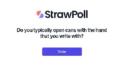 Do you typically open cans with the hand that you write with? - Online Poll - StrawPoll.com