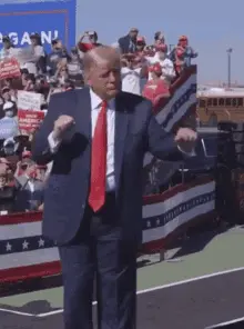 Trump doing his signature awkward dance in a campaign rally