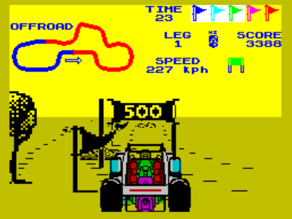 The ZX Spectrum version of Buggy Boy