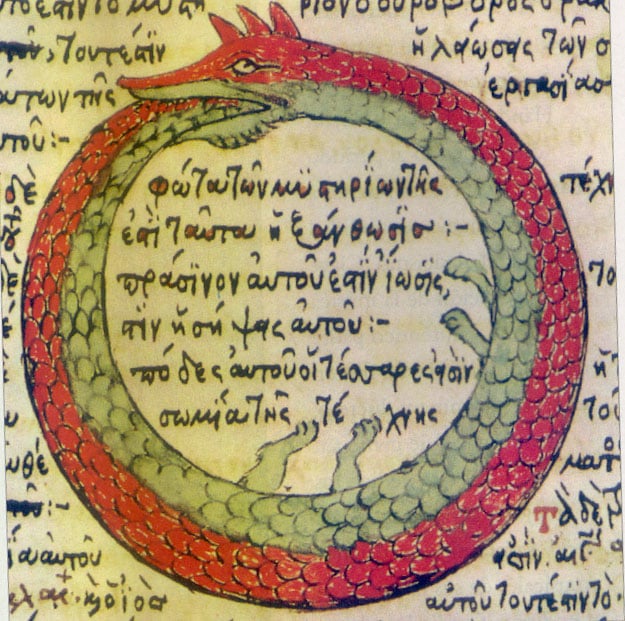 picture of ouroboros, the serpent that is eating itself