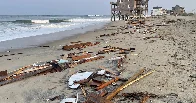 Another Outer Banks Home Collapses Into Ocean, a Stark Reminder of Climate Change: In Rodanthe, NC seven homes have been lost to the ocean in the last four years, as rising sea levels erode shorelines