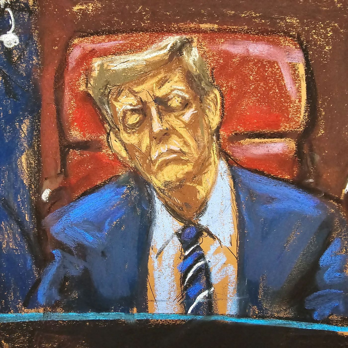 courtroom sketch of Trump sleeping 