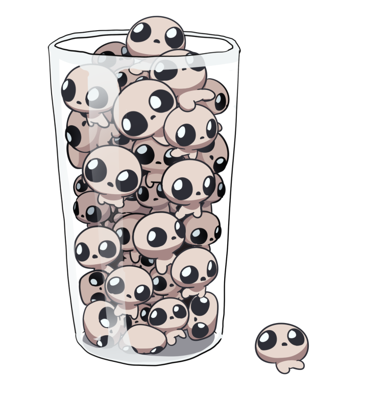 a glass of autism creatures, or possibly isaacs from the binding of isaac