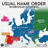 [Map] Usual name order in European countries