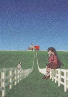 Sakaki and a cat (by potsatou) [Azumanga Daioh]