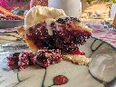 Many berry pie with rosemary lemon ice cream