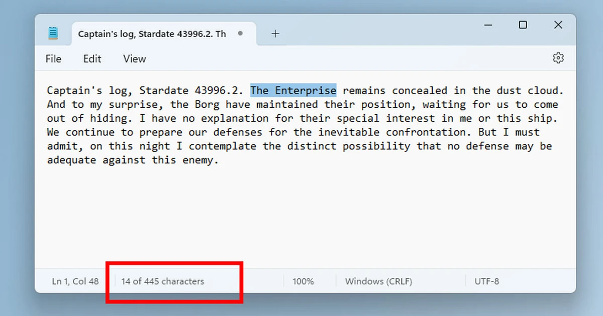Notepad on Windows 11 is finally getting a character count