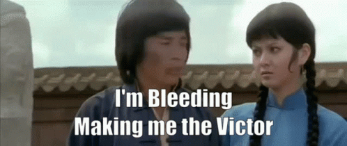 GIF from Kung Pow: "I am bleeding, making me the victor."