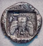 Athenian decadrachm silver coin, ~467 BCE