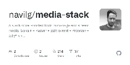 GitHub - navilg/media-stack: A stack of self-hosted tools to manage and stream media. Sonarr + Radarr + qBitTorrent + Prowlarr + Jellyfin + VPN