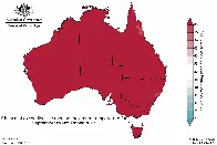 Chance of exceeding the median max temp in Australia Sep-Nov 2023.