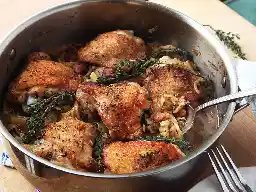 Crispy Braised Chicken Thighs With Cabbage and Bacon Recipe