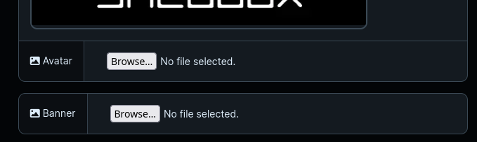 settings page showing a couple of file inputs