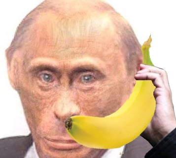 Putin as monkey with banana
