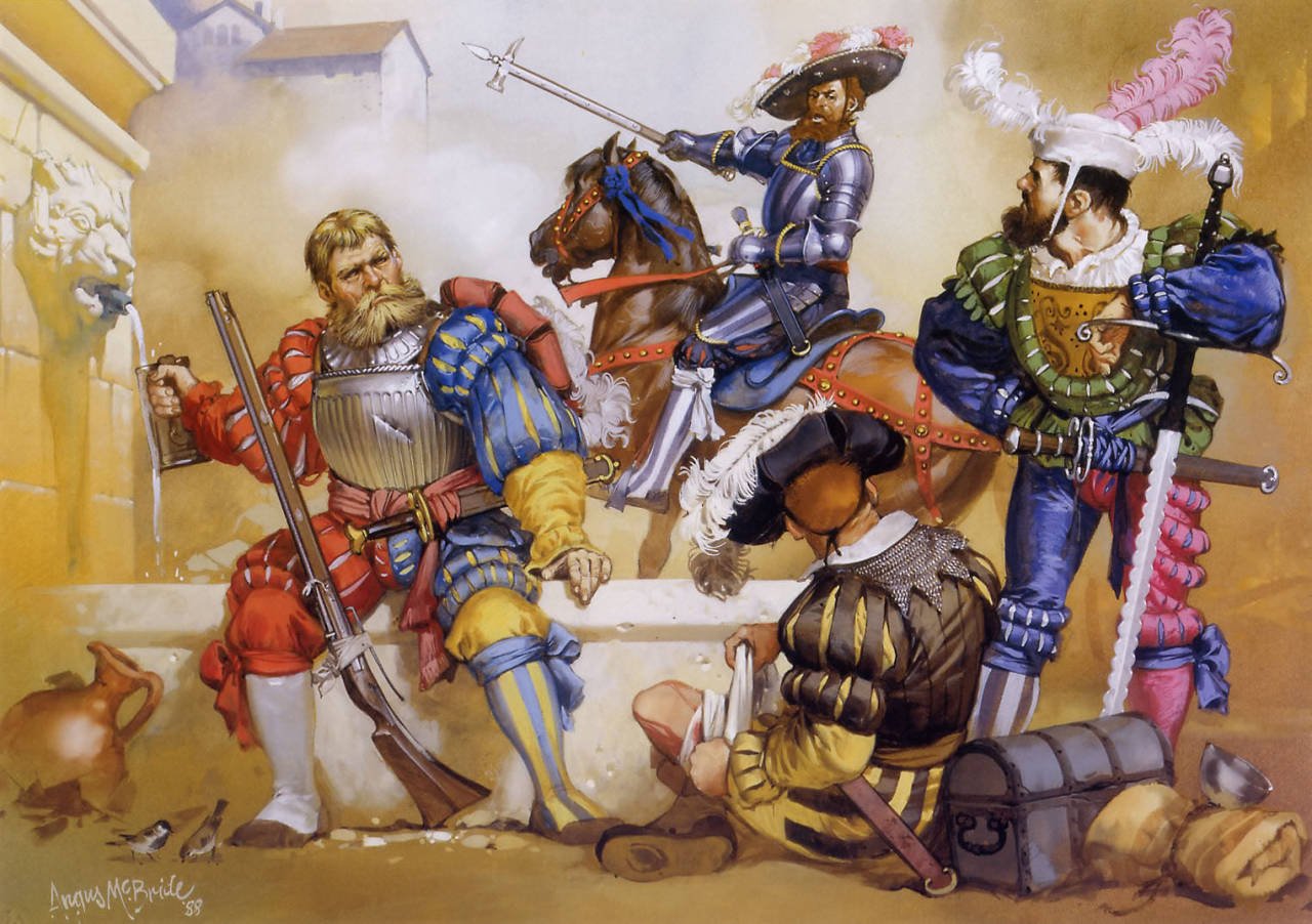 German Landsknecht mercenaries in a city