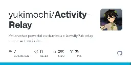 GitHub - yukimochi/Activity-Relay: Yet another powerful customizable ActivityPub relay server written in Go.