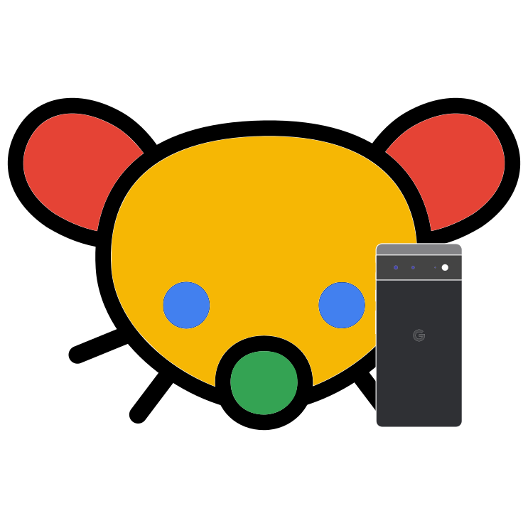 Lemmy mascot filled with Google's colors and a small Pixel phone besides it