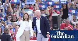 ‘We’re not going back’: thousands rally for Harris and Walz in Wisconsin and Michigan