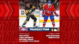 Mike Hoffman and Rem Pitlick traded to Pittsburgh