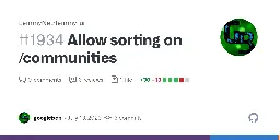 Allow sorting on /communities by googleben · Pull Request #1934 · LemmyNet/lemmy-ui