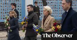 ‘Putin must lose everything’: defiant Zelenskiy hosts western leaders in Kyiv to mark two years of war