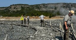 Hydrothermal explosion at Yellowstone sends up geyser of rock and steam