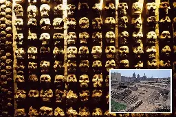 Skull towers reveal Aztec sacrifice sites where victims had hearts ripped out
