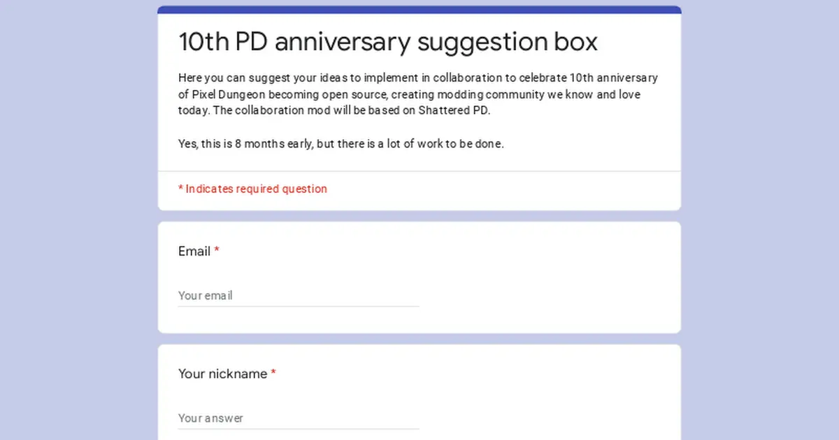 10th PD anniversary suggestion box