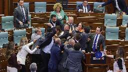 Huge brawl erupts in Kosovo's parliament during prime minister's speech
