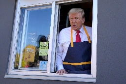 Trump stages elaborate McDonald’s photo op to push absurd Harris lie